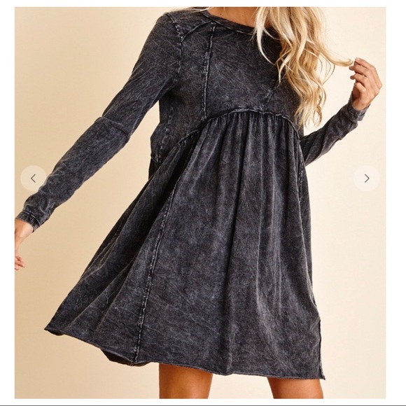 Fabulous 100% Organic Cotton Mineral Washed Raw Edge Dress - Picture 3 of 5